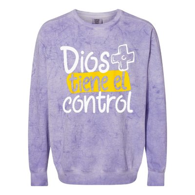 Regalo Cristiano En Espanol Christian Spanish Dios Tiene Con Colorblast Crewneck Sweatshirt