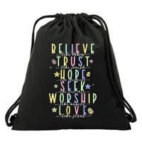 Retro Christian Easter Day Family Drawstring Bag