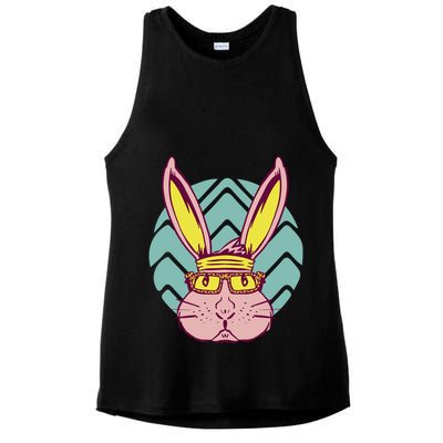 Retro Cool Easter Bunny Ladies PosiCharge Tri-Blend Wicking Tank