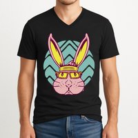 Retro Cool Easter Bunny V-Neck T-Shirt