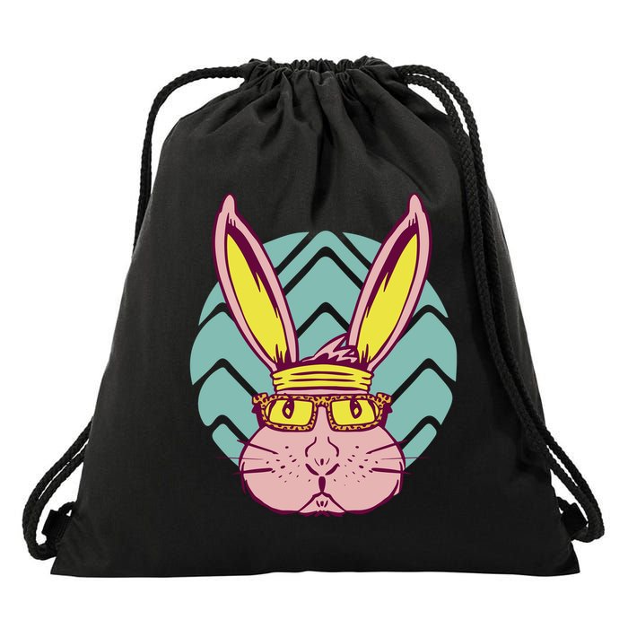 Retro Cool Easter Bunny Drawstring Bag