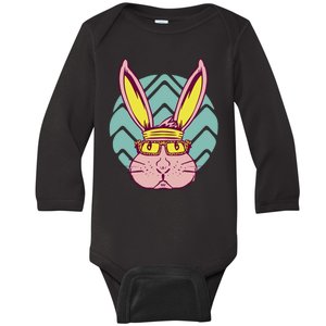 Retro Cool Easter Bunny Baby Long Sleeve Bodysuit