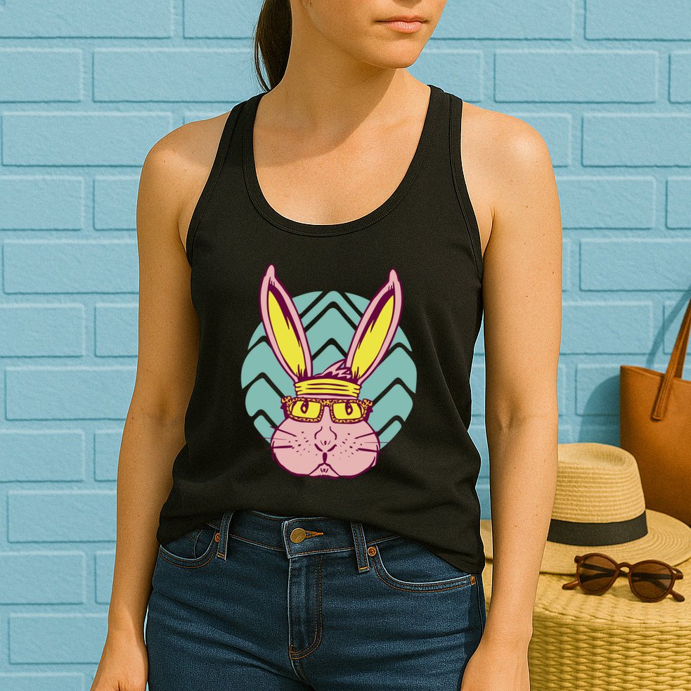 Retro Cool Easter Bunny Womens Tank Top