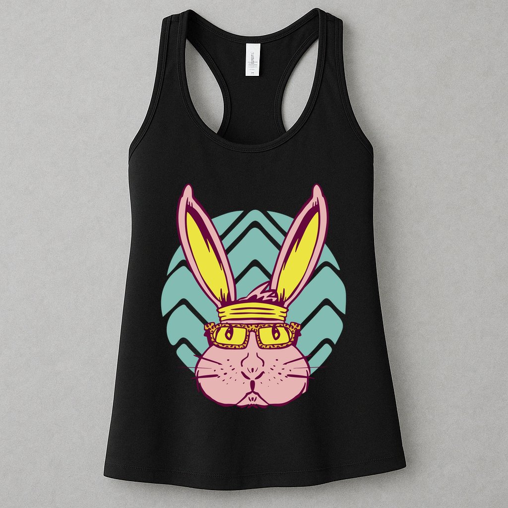 Retro Cool Easter Bunny Womens Tank Top