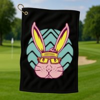 Retro Cool Easter Bunny Golf Towel