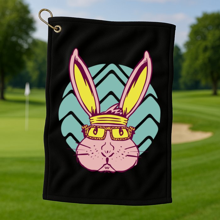 Retro Cool Easter Bunny Golf Towel