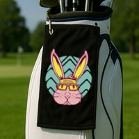 Retro Cool Easter Bunny Golf Towel