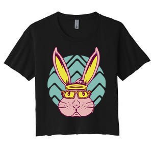 Retro Cool Easter Bunny Women's Crop Top Tee