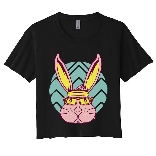 Retro Cool Easter Bunny Crop Top