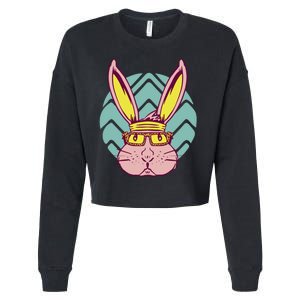 Retro Cool Easter Bunny Cropped Pullover Crew