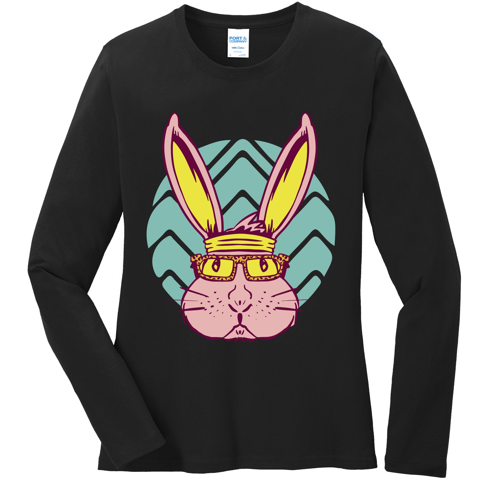 Retro Cool Easter Bunny Ladies Long Sleeve Shirt