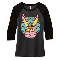 Retro Cool Easter Bunny Women's Tri-Blend 3/4-Sleeve Raglan Shirt