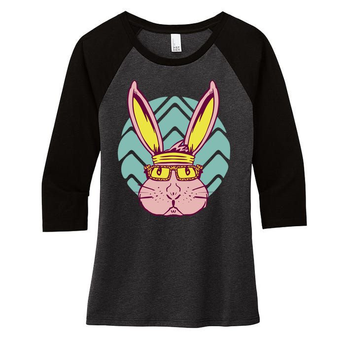 Retro Cool Easter Bunny Women's Tri-Blend 3/4-Sleeve Raglan Shirt