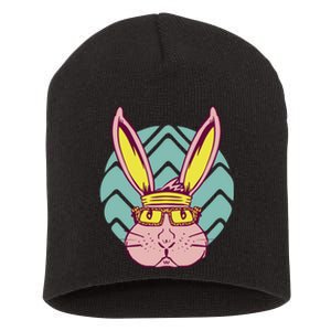 Retro Cool Easter Bunny Short Acrylic Beanie