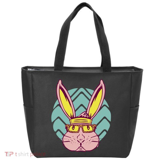Retro Cool Easter Bunny Zip Tote Bag