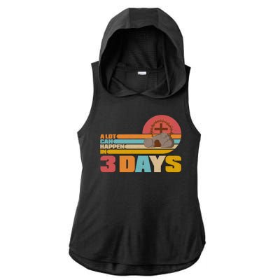 Retro Celebrate Easter A Lot Can Happen In 3 Days Ladies PosiCharge Tri-Blend Wicking Draft Hoodie Tank