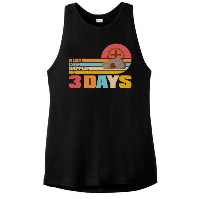 Retro Celebrate Easter A Lot Can Happen In 3 Days Ladies PosiCharge Tri-Blend Wicking Tank