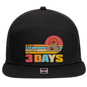 Retro Celebrate Easter A Lot Can Happen In 3 Days 7 Panel Mesh Trucker Snapback Hat