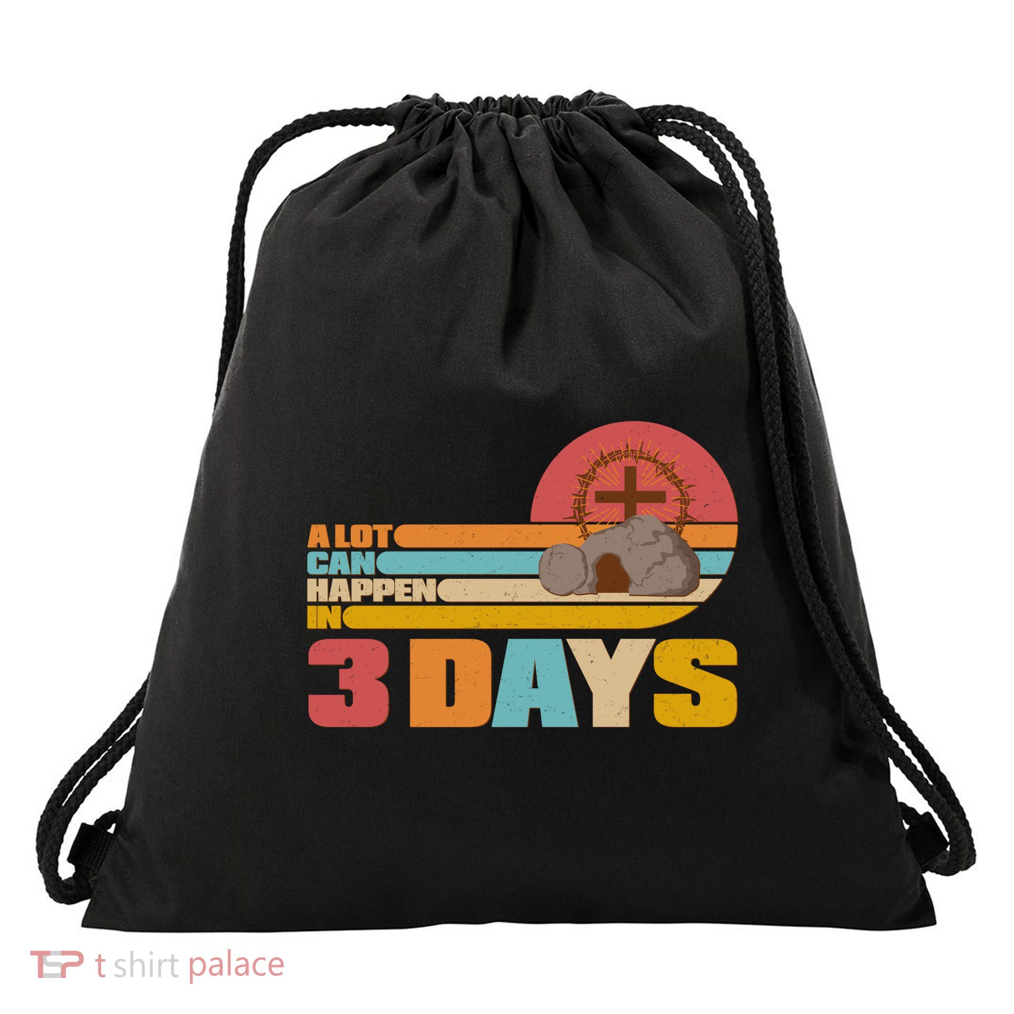 Retro Celebrate Easter A Lot Can Happen In 3 Days Drawstring Bag