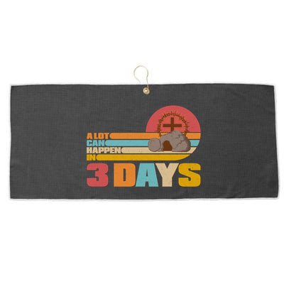 Retro Celebrate Easter A Lot Can Happen In 3 Days Large Microfiber Waffle Golf Towel