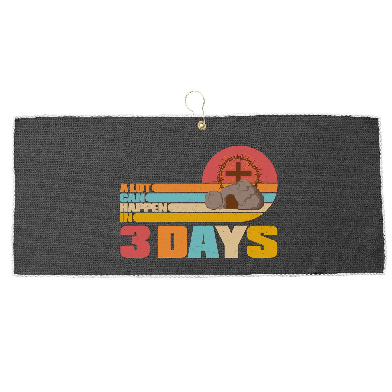 Retro Celebrate Easter A Lot Can Happen In 3 Days Large Microfiber Waffle Golf Towel