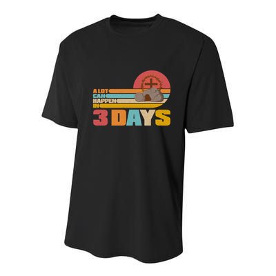 Retro Celebrate Easter A Lot Can Happen In 3 Days Youth Performance Sprint T-Shirt