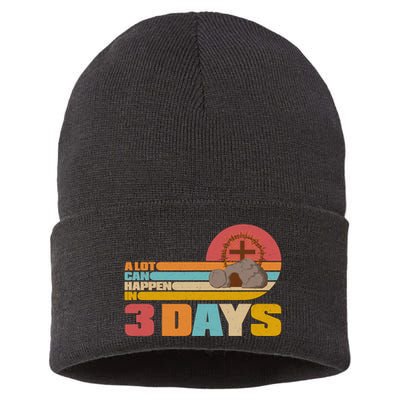 Retro Celebrate Easter A Lot Can Happen In 3 Days Sustainable Knit Beanie