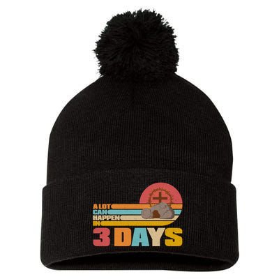 Retro Celebrate Easter A Lot Can Happen In 3 Days Pom Pom 12in Knit Beanie
