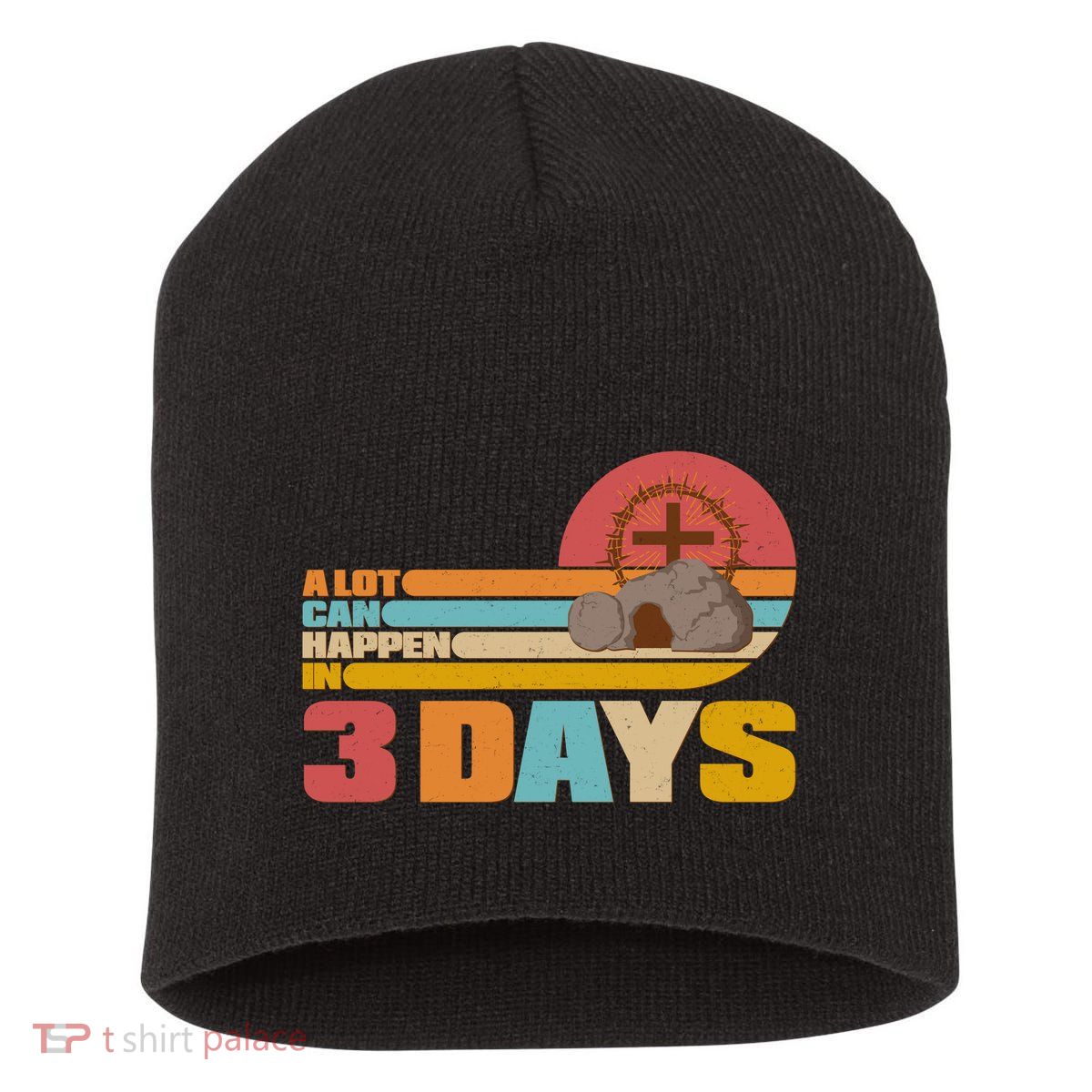 Retro Celebrate Easter A Lot Can Happen In 3 Days Short Acrylic Beanie
