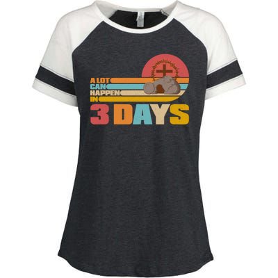 Retro Celebrate Easter A Lot Can Happen In 3 Days Enza Ladies Jersey Colorblock Tee