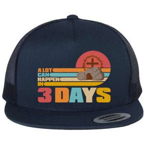 Retro Celebrate Easter A Lot Can Happen In 3 Days Flat Bill Trucker Hat