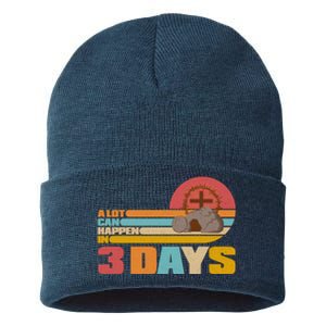 Retro Celebrate Easter A Lot Can Happen In 3 Days Sustainable Knit Beanie