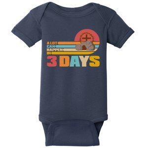 Retro Celebrate Easter A Lot Can Happen In 3 Days Baby Bodysuit