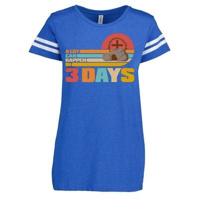 Retro Celebrate Easter A Lot Can Happen In 3 Days Enza Ladies Jersey Football T-Shirt