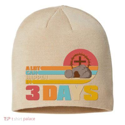 Retro Celebrate Easter A Lot Can Happen In 3 Days Sustainable Beanie