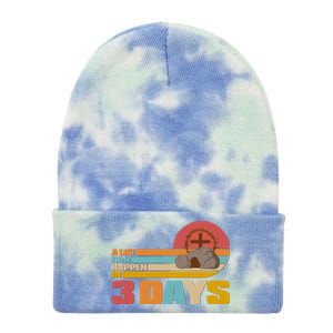 Retro Celebrate Easter A Lot Can Happen In 3 Days Tie Dye 12in Knit Beanie