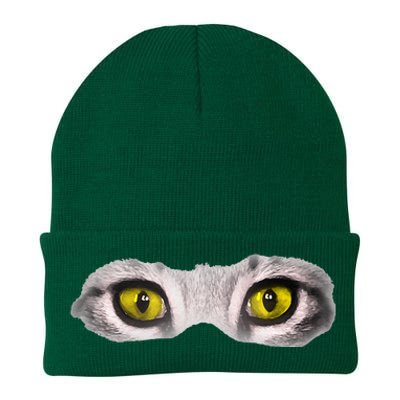 Realistic Cat Eyes Kitty Feline Graphic Art Black Halloween Knit Cap Winter Beanie