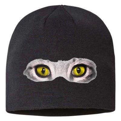 Realistic Cat Eyes Kitty Feline Graphic Art Black Halloween Sustainable Beanie