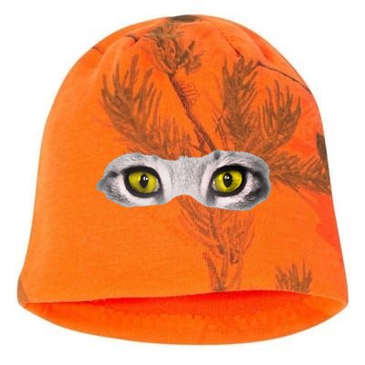 Realistic Cat Eyes Kitty Feline Graphic Art Black Halloween Kati - Camo Knit Beanie