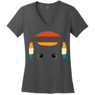 Retro Cat Eyes Vintage Sunset Women's V-Neck T-Shirt