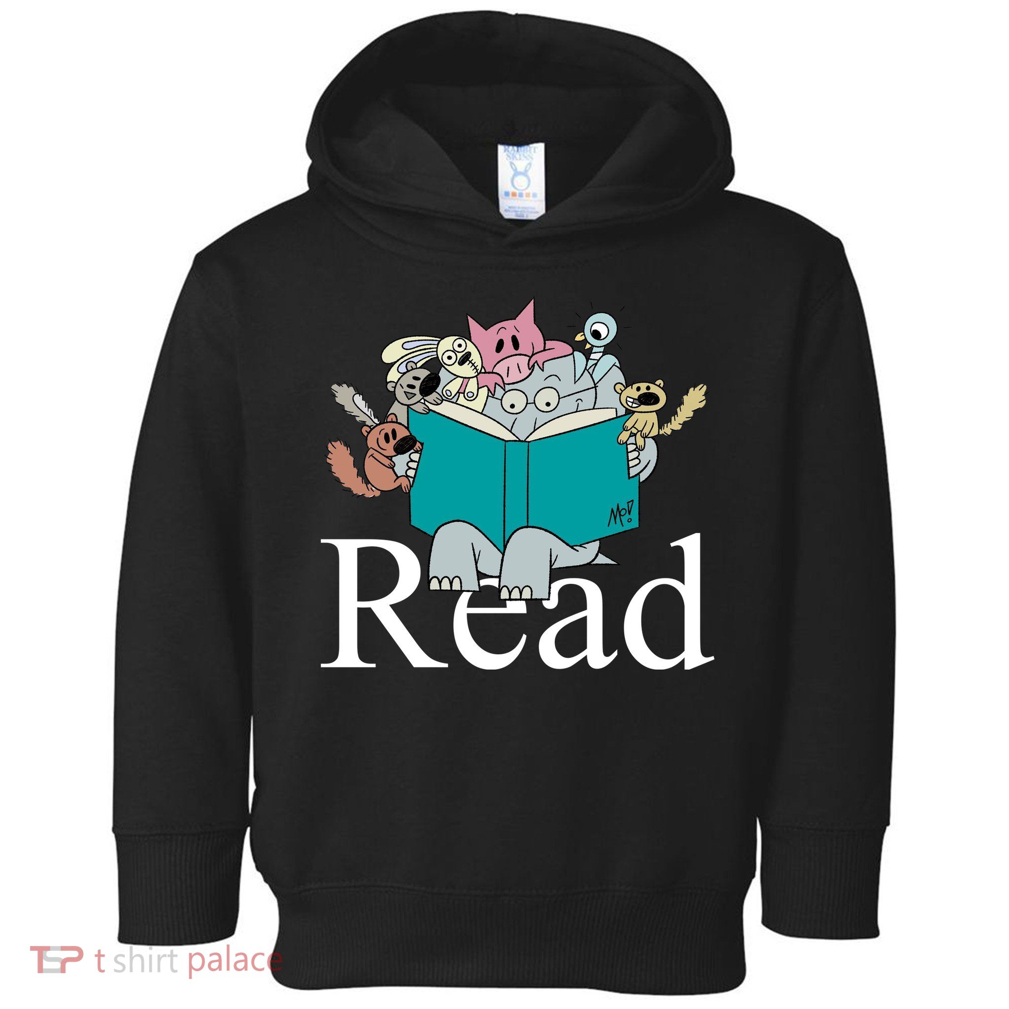 Read Cute Elephant Book Lover Gift Toddler Hoodie