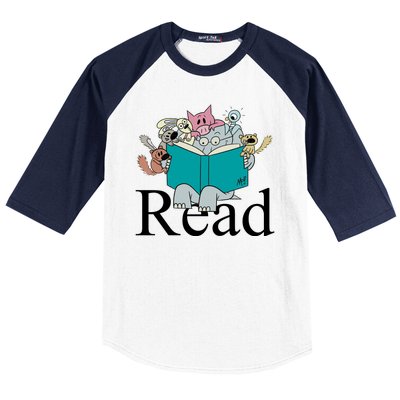 Read Cute Elephant Book Lover Gift Baseball Sleeve Shirt