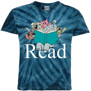 Read Cute Elephant Book Lover Gift Kids Tie-Dye T-Shirt