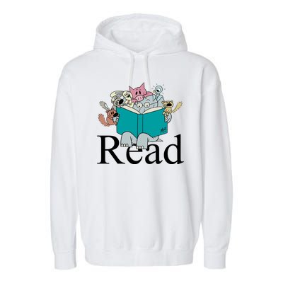 Read Cute Elephant Book Lover Gift Garment-Dyed Fleece Hoodie