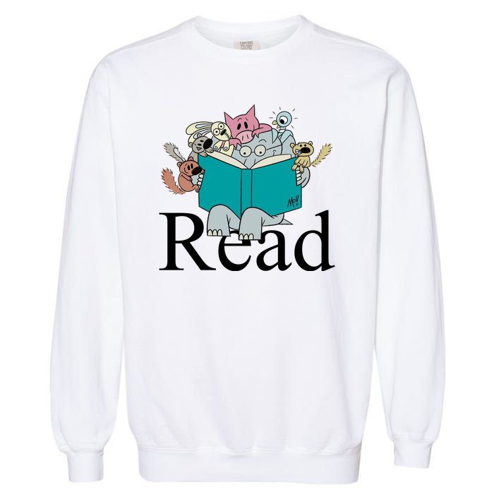 Read Cute Elephant Book Lover Gift Garment-Dyed Sweatshirt