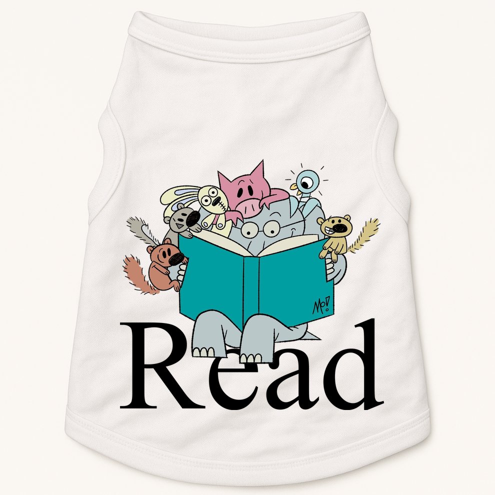 Read Cute Elephant Book Lover Gift Doggie Tank
