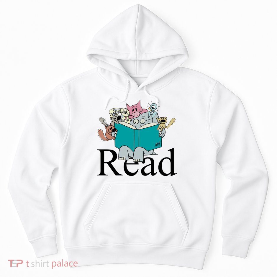 Read Cute Elephant Book Lover Gift Hoodie