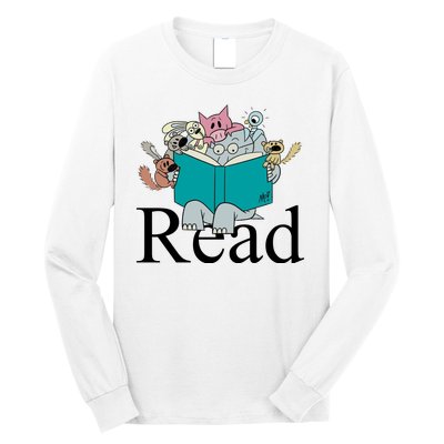 Read Cute Elephant Book Lover Gift Long Sleeve Shirt