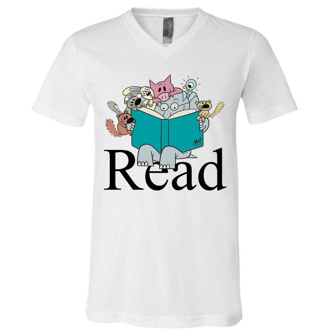 Read Cute Elephant Book Lover Gift V-Neck T-Shirt