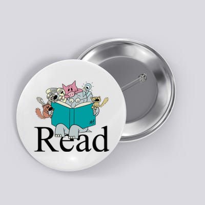 Read Cute Elephant Book Lover Gift Button